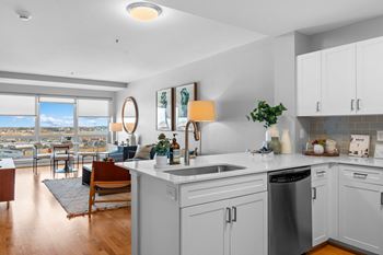 Plank-style flooring at the amelia apartments in quincy, ma